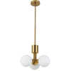 Luminaire suspendu Amanda de Dainolite en verre blanc opale, avec laiton vieilli et 3 ampoules
