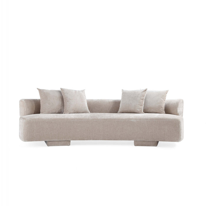 Canape en chenille beige Verandah Mid-Century Modern 112\"