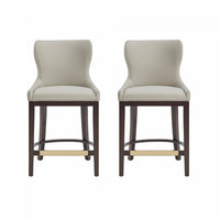 Tabouret de comptoir Blair moderne en bois avec revetement en tissu couleur pierre - Lot de 2