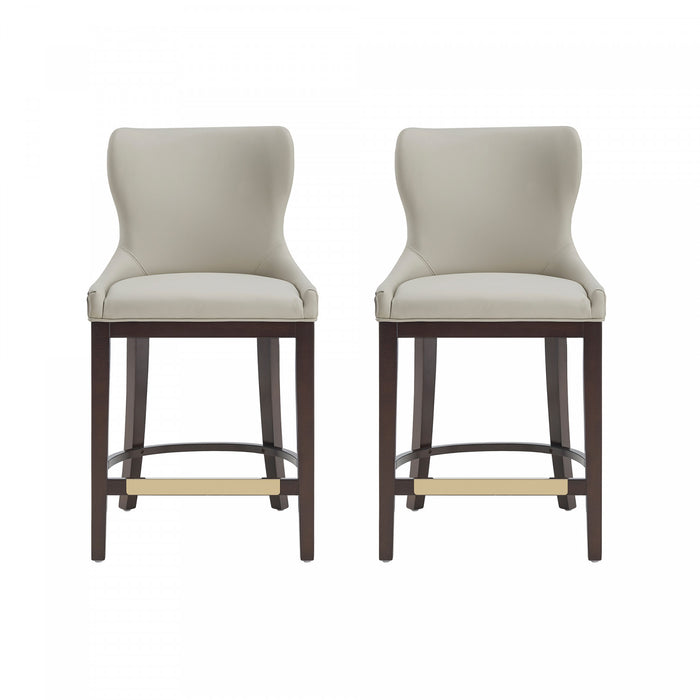 Tabouret de comptoir Blair moderne en bois avec revetement en tissu couleur pierre - Lot de 2