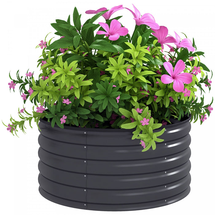 Outsunny Jardiniere en metal, boite de jardin 3 x 3 x 1,5 pi gris fonce