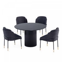  Ensemble de salle a manger moderne industriel chic Flor et Hathaway 5 pieces, noir