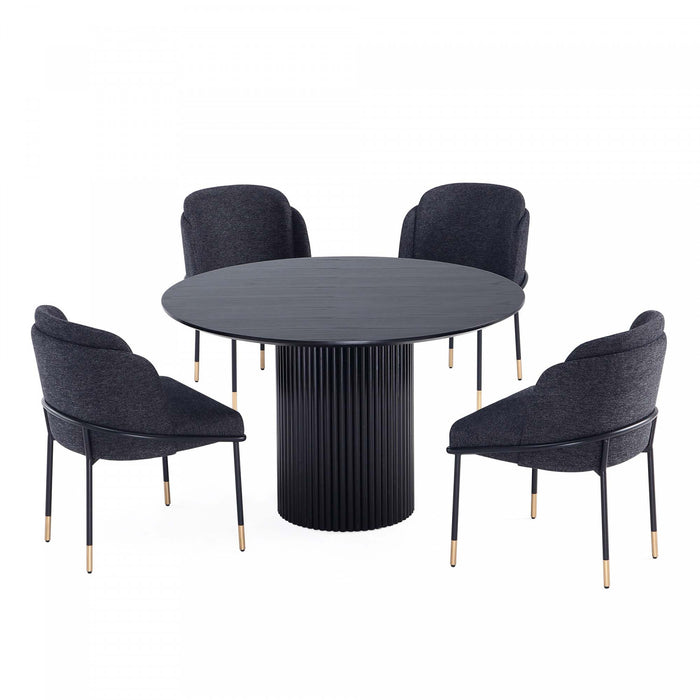 Ensemble de salle a manger moderne industriel chic Flor et Hathaway 5 pieces, noir