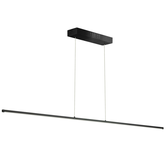 Luminaire suspendu horizontal Array de Dainolite de 72 po en acrylique blanc qui diffuse la lumière, avec fini noir mat et ampoule à DEL de 56 W