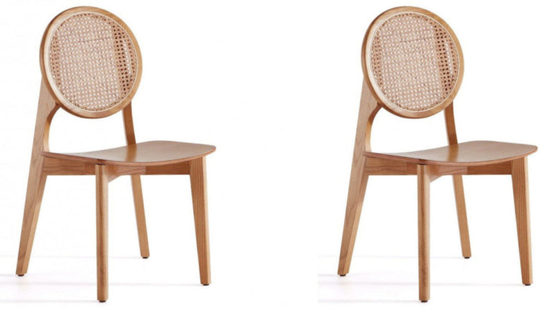 Ensemble 2 chaises de salle à manger arrondies Versailles de Manhattan Comfort - cannage naturel