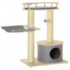 Pawhut 35\" arbre A Chat, Centre D'activites Pour Chat, Jouet D'escalade De Chat En Bois, Tour De Chat Avec Lit Hamac Condo Coussin Lavable Suspension Boule Jouet Griffoir, Neutre