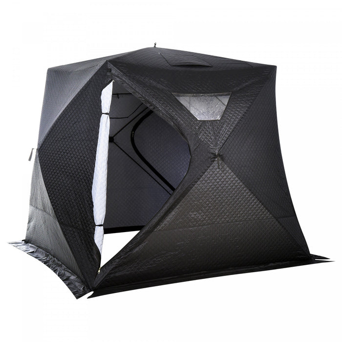 Abri De Tente De Peche Sur Glace Portable Outsunny Pour 4 Personnes Avec Fenetres De Ventilation Avec Sac De Transport