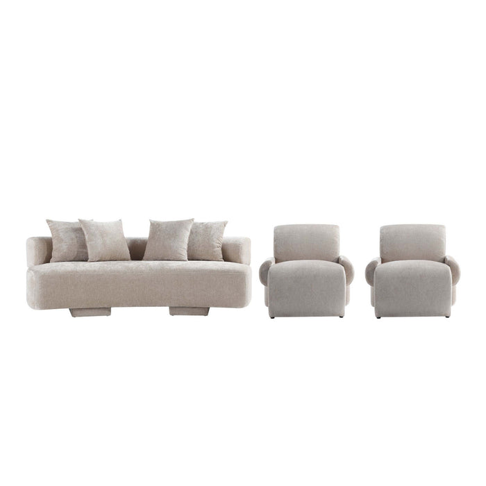 Ensemble de canape 3 pieces Verandah style mid-century modern en beige