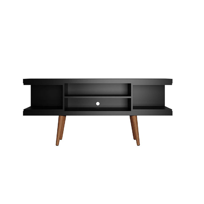 Meuble pour téléviseur Utopia de Manhattan Comfort de 53,14 po avec pattes évasées en bois et 4 tablettes - noir