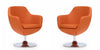 Fauteuil lounge pivotant moderne Caisson en tissu orange - Lot de 2
