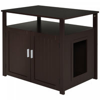 Pawhut En Bois Pour Chat En Bois Litiere Pour Animaux De Compagnie Enceinte Chaton Maison Table De C