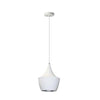 Grand luminaire suspendu Helsinki de Dainolite en forme de goutte, avec intérieur argenté, fini blanc mat et 1 ampoule