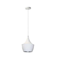 Grand luminaire suspendu Helsinki de Dainolite en forme de goutte, avec intérieur argenté, fini blanc mat et 1 ampoule