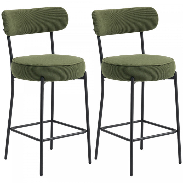 HOMCOM Lot de 2 tabourets de bar modernes, hauteur comptoir 27 po, vert