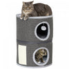 Pawhut Tour En Tonneau Pour Chat A 3 Etages, Tonneau Pour Chat De 22 Po Avec 2 Cachettes, Petit Arbre A Chat Avec Planche A Gratter En Sisal, Coussins Amovibles, Gris Fonce