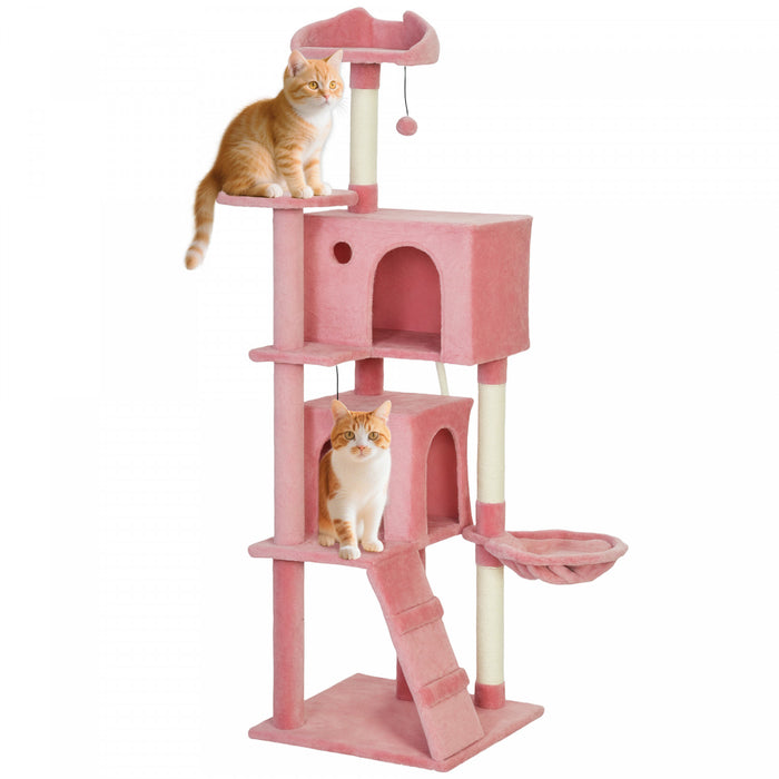 63 Inch Cat Tree with Sisal Scratching Posts, Pink