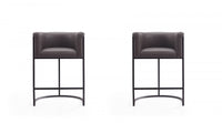 Tabouret de comptoir moderne du milieu du siecle en metal et tissu, coloris graphite, lot de 2