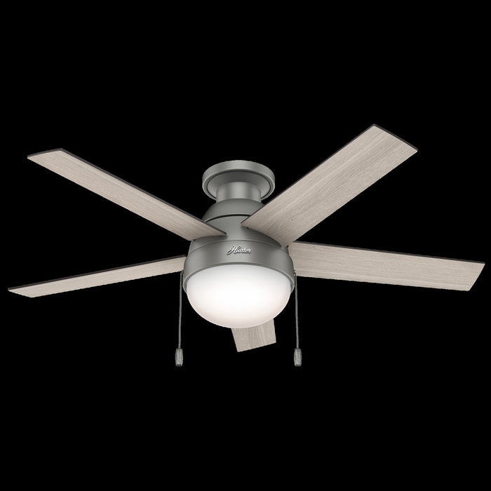 Ventilateur de plafond Anslee à profil bas avec luminaire - Gris