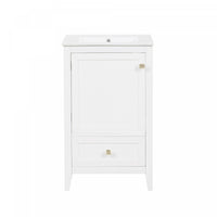 Puret Meuble-Lavabo Simple 20 po avec Etagere de Porte et Tiroir Coulissant, Blanc