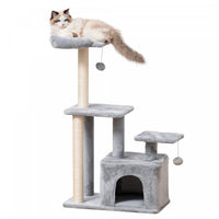 Pawhut Arbre A Chat D'interieur, Condo A Plusieurs Niveaux Avec Griffoir En Sisal, Perchoir, Boule A