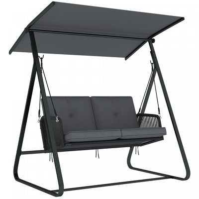 Outsunny 2-Person Outdoor Patio Porch Swing with Adjustable Canopy