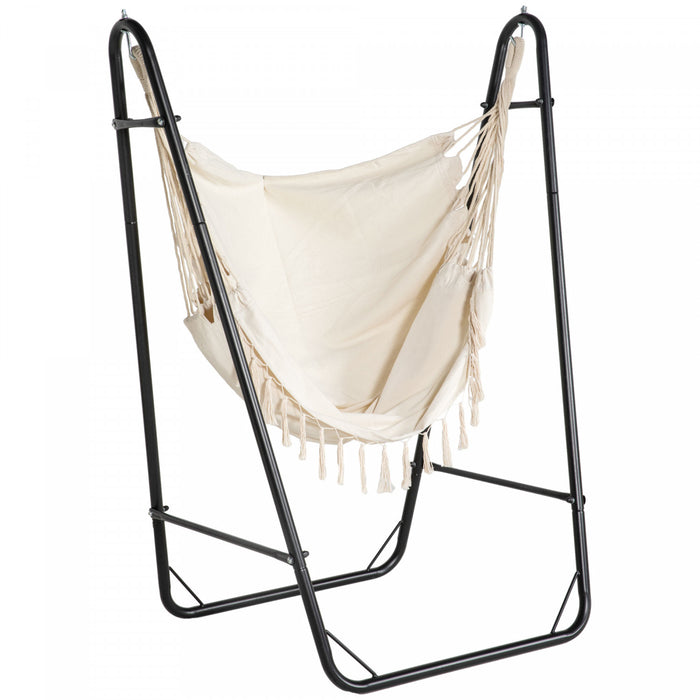 Outsunny Chaise Hamac Avec Support, Balancoire Hamac, Blanc