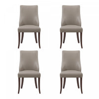 Chaise de salle a manger moderne Connie en cuir vegetalien et velours avec structure en bois, taupe - Lot de 4