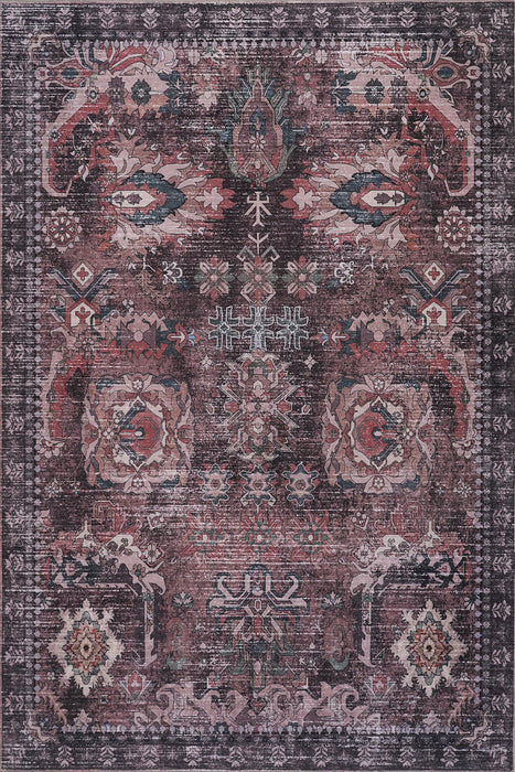 Aqua Flammes Brunes Tapis Lavable Et Antiderapant A Poils Ras 5'x7'