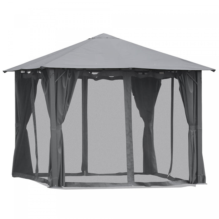 Outsunny 10 Pi X 10 Pi A Toit Souple Exterieur Gazebo Murs Rideaux En Maille A Cadre En Acier