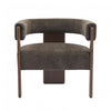 Olivia Fauteuil d’appoint rembourre en velours avec dossier cylindrique et structure en bois de caoutchouc, marron fonce