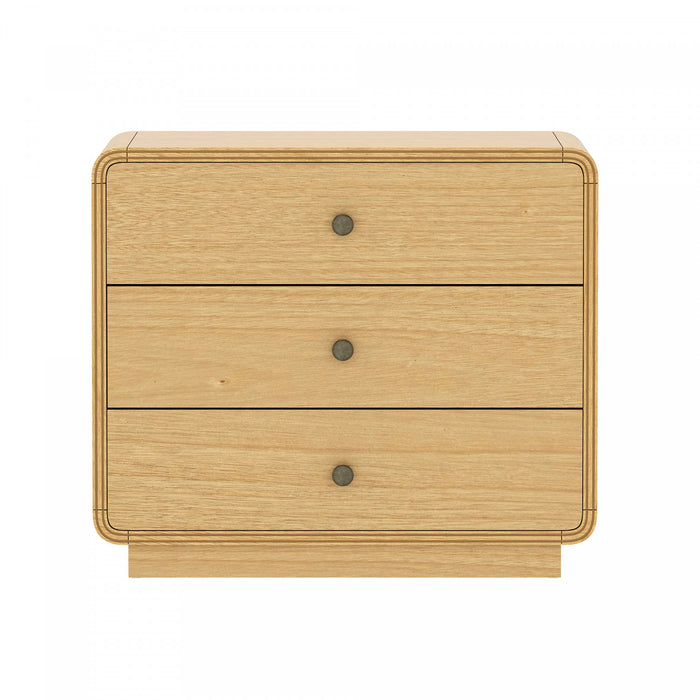 Table de nuit contemporaine Liora 28\" en naturel (3 tiroirs)