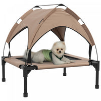 Pawhut Lit Sureleve Pour Chien Avec Auvent, Lit Rafraichissant , Lit Sureleve Portable Avec Maille R