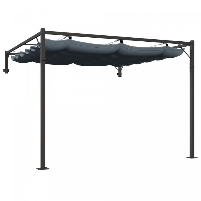 Outsunny Pergola Metallique Murale 10' X 10' Avec Toit Retractable