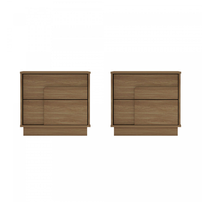 Table de nuit Horizon Modern 56 cm en erable (2 tiroirs) – Lot de 2