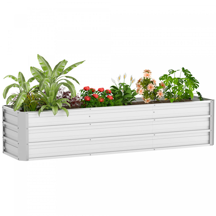 Outsunny Lit de jardin sureleve galvanise avec gants d'installation Argente