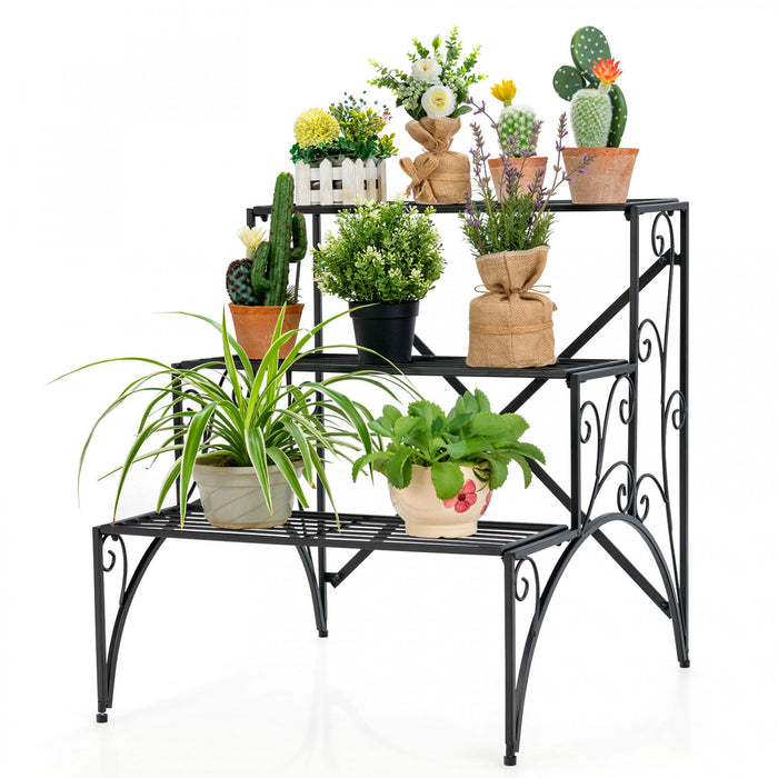 Costway 3 Etage Escalier Style Metal Plante Stand Etagere Jardin Pot De Fleurs Etagere D'affichage