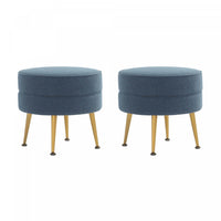  Lot de 2 poufs d’appoint Bailey style milieu du siecle moderne, rembourres, bleu