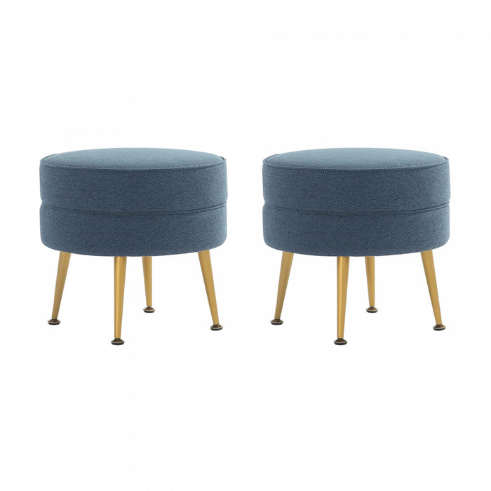 Lot de 2 poufs d’appoint Bailey style milieu du siecle moderne, rembourres, bleu