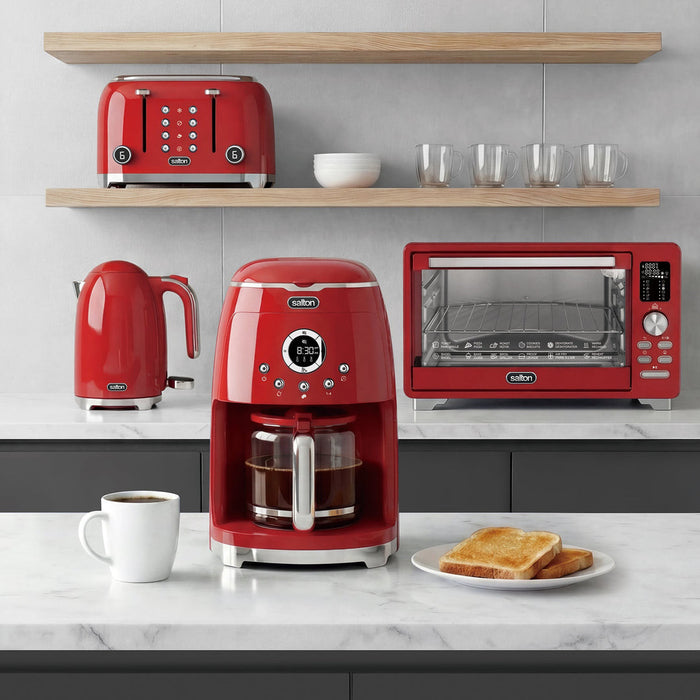 Salton cafetiere numerique de 12 tasses NuRetro - cerise cosmique