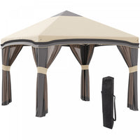 Outsunny 10' X 10' Tente De Fete Pliable Avec Filets, Beige