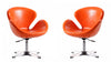 Fauteuil lounge pivotant moderne Raspberry en tissu orange - Lot de 2