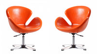 Fauteuil lounge pivotant moderne Raspberry en tissu orange - Lot de 2