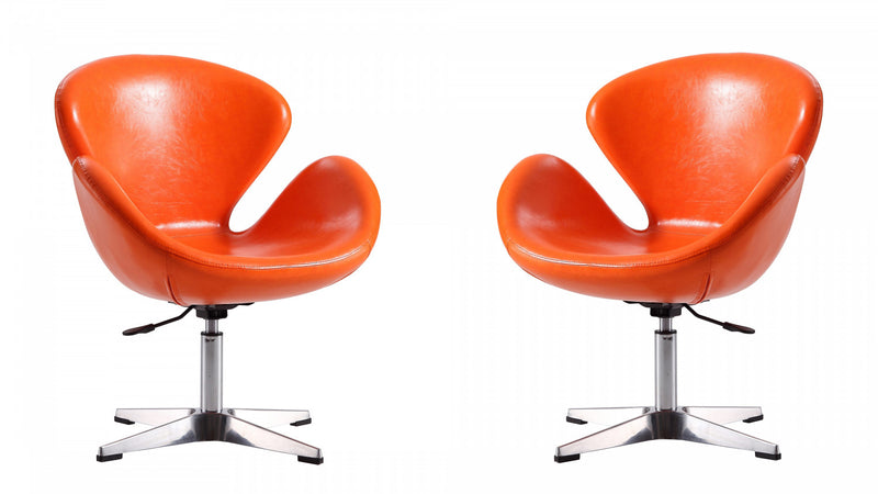 Fauteuil lounge pivotant moderne Raspberry en tissu orange - Lot de 2