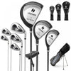 Costway 9 Pcs Hommes Complet Golf Club Ensemble A Droite Avec 460cc Alliage Driver Fers Gris