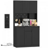 HOMCOM Armoire de rangement 71\" avec station de charge, noir
