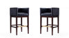 Tabouret de bar Kingsley style milieu du siecle en bois et tissu noir - Lot de 2