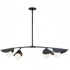 Luminaire suspendu horizontal Emma de Dainolite en verre blanc, avec fini noir mat et 4 ampoules