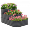 Outsunny Kit De Lit De Jardin Sureleve A 3 Niveaux, Boite De Jardiniere Galvanisee Exterieure De 5.2x3.6x2.7ft Avec Bordure De Securite Pour Les Legumes, Fleurs, Fruits Et Herbes, Gris