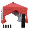 Outsunny Tonnelle Barnum Tente D'auvent Pop Up 10' X 10', Tente D'abri Instantanee Avec Parois Laterales, Fenetres, Sac A Roulettes Pour Jardin, Terrasse, Rouge