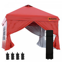 Outsunny Tonnelle Barnum Tente D'auvent Pop Up 10' X 10', Tente D'abri Instantanee Avec Parois Later